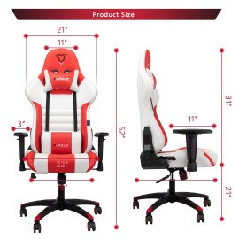 Furgle Gaming Chair Racing Style High-Back Office Chair COLORS( WHITE & BLACK)