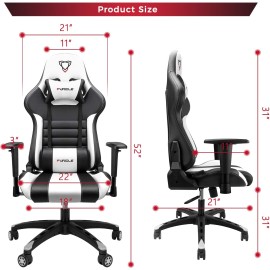 Furgle Gaming Chair Racing Style High-Back Office Chair COLORS( WHITE & BLACK)