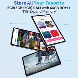 Blackview Tab 7 WiFi  Tablet, 10.1 inch , Android 12, 5GB(3+2) RAM 64GB ROM 