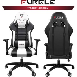 Furgle Gaming Chair Racing Style High-Back Office Chair COLORS( WHITE & BLACK)